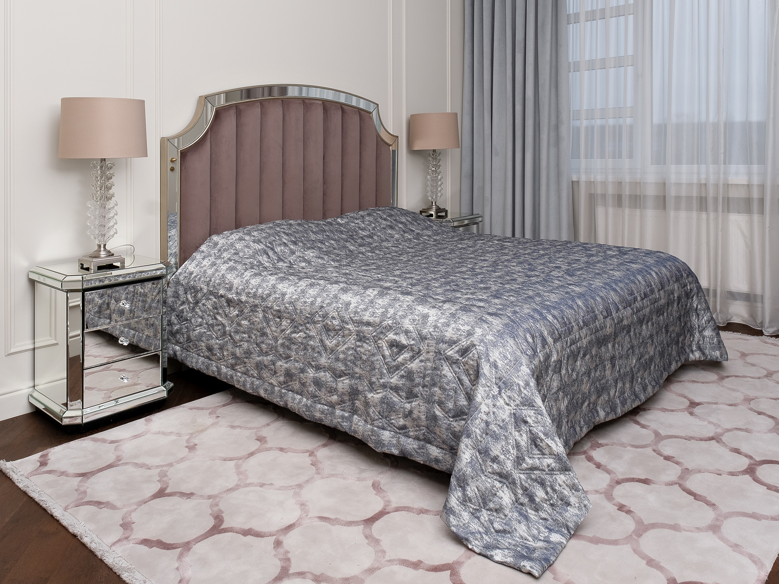 Покрывало HOUSTON синее со стежкой 260*260 Garda Decor 121GD-14615