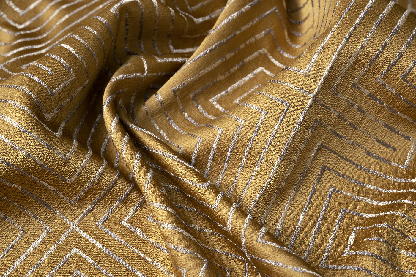 Ткань портьерная GLOSS горчичная Garda Decor 142DDH-1945257-GLOSS GORCH