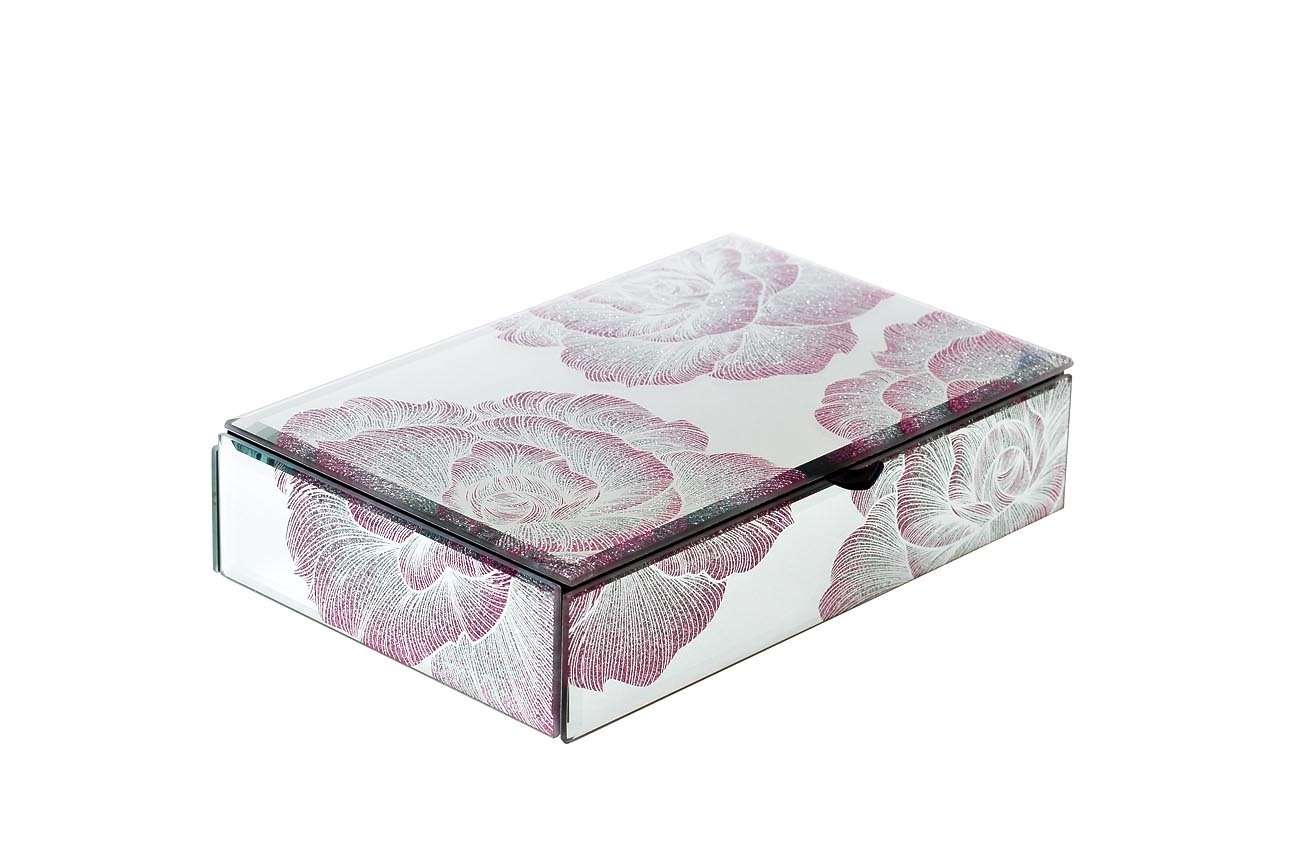 Шкатулка стеклянная для украшений "Цветы" Garda Decor KFJ309