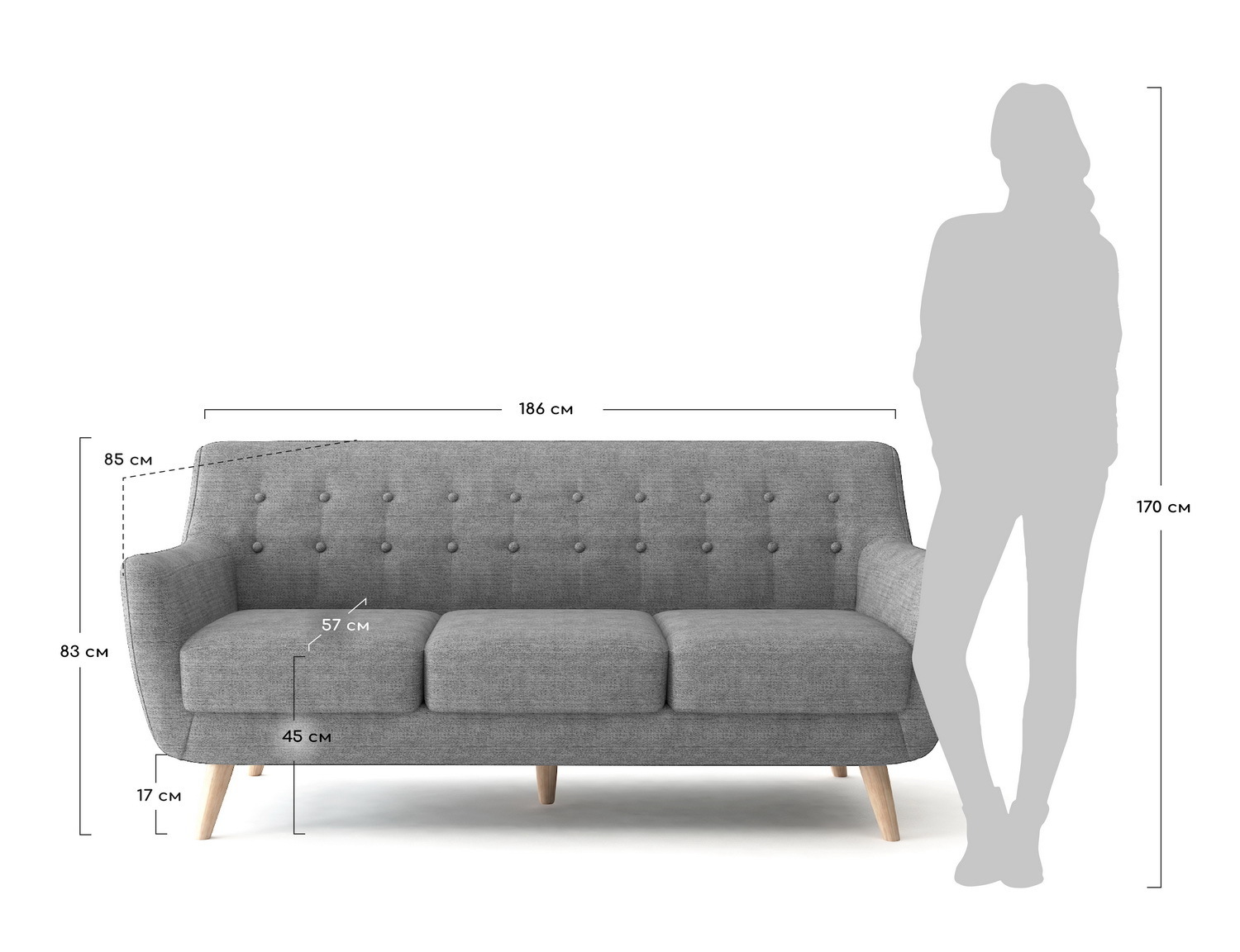 Диван Picasso трехместный темно-бирюзовый Bradex Home FR 0774