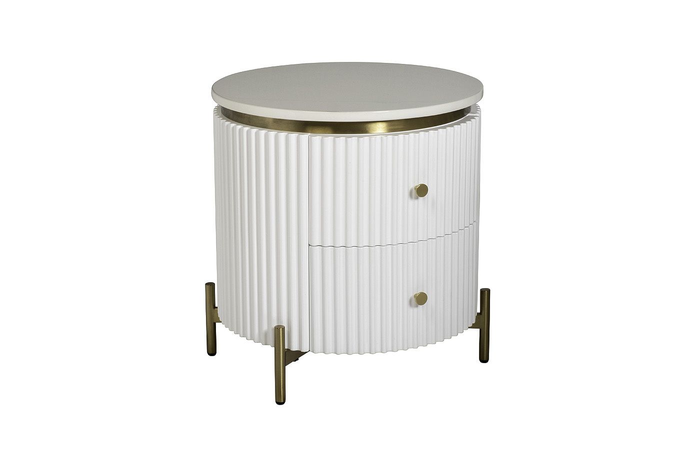 Тумбочка белая с 2мя ящиками и мраморной столешницей Garda Decor 77IP-GD009-TUMB