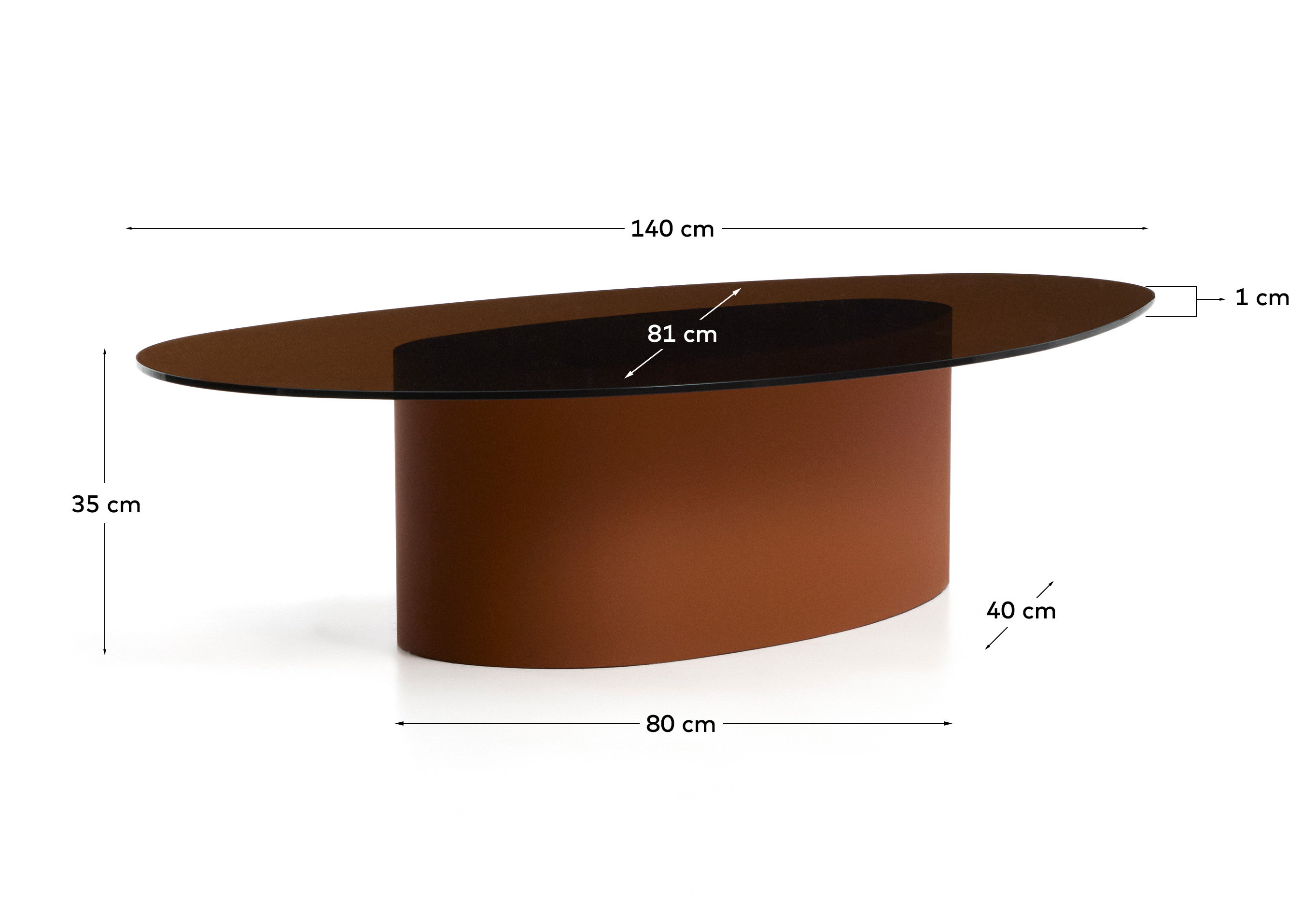 Журнальный столик Olir из коричневой стали и стекла 140 x 80 см La Forma 482453