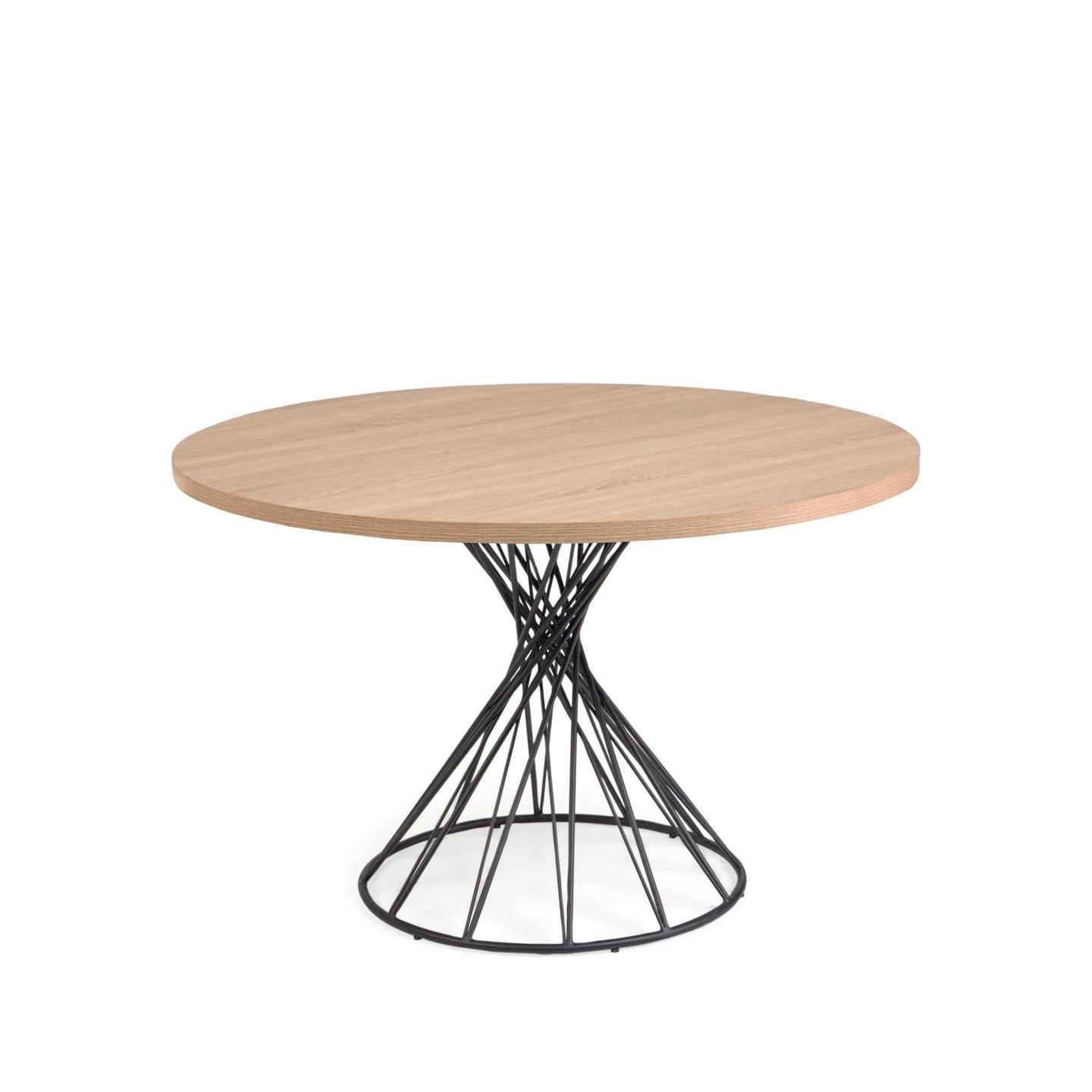 Круглый стол из меламина Niut Ø 120 см с натуральной отделкой и стальными черными ножками La Forma 102346