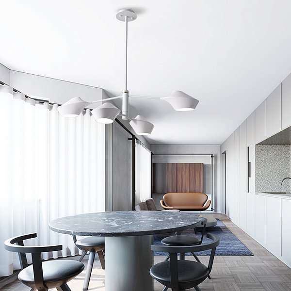 Люстра на штанге LANT D65 4 lamps Gold/Black by ImperiumLoft