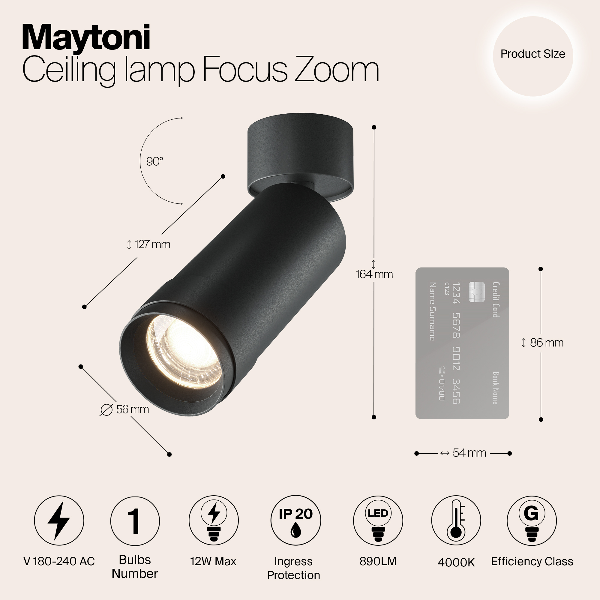 Потолочный светильник Technical C055CL-L12W4K-Z-B