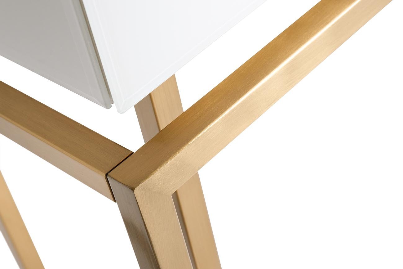 Консоль с ящиками белое стекло/матовое золото Garda Decor KFG070