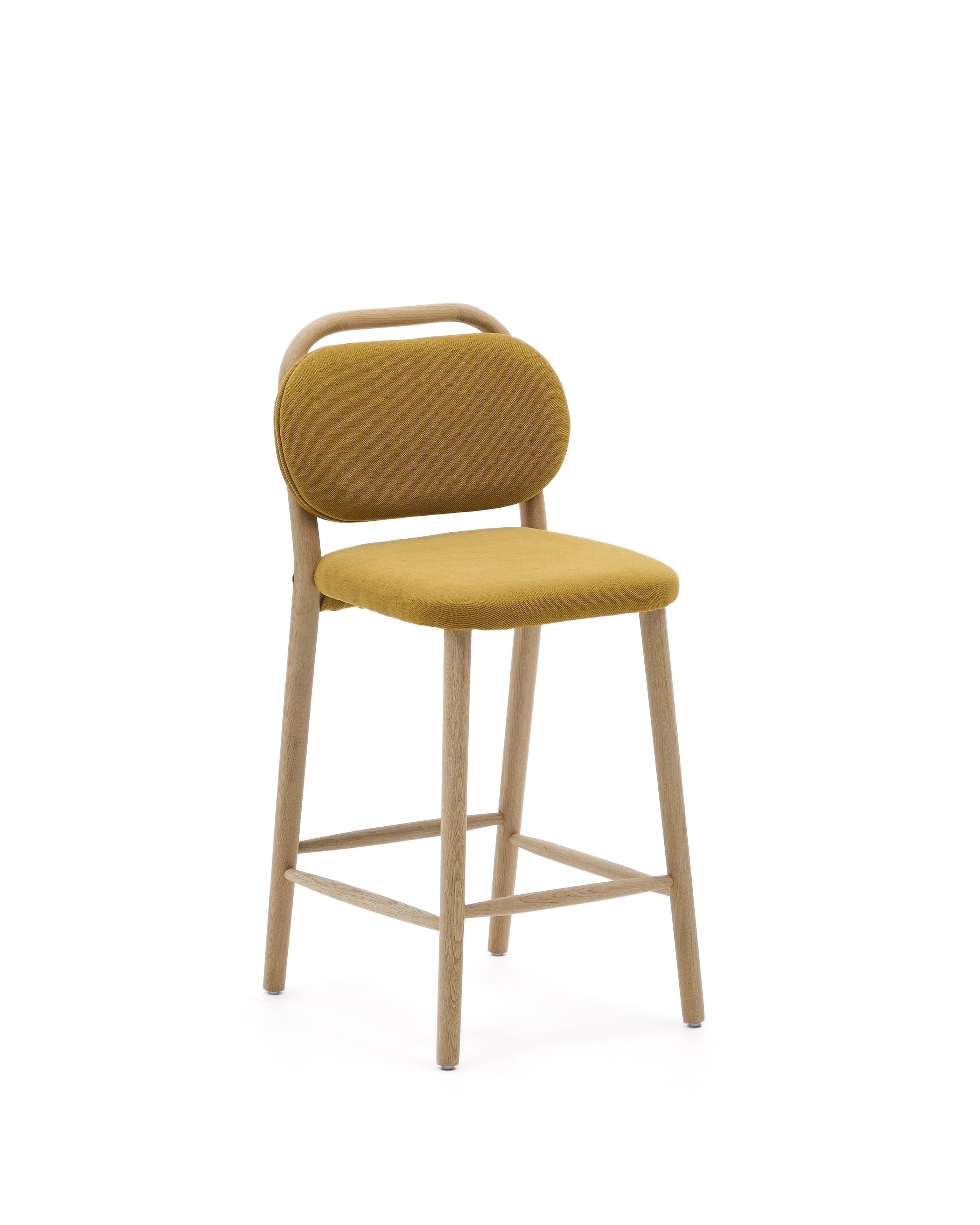 Полубарный стул Helda из горчичного шенилла и массива дуба FSC 65 см La Forma (ex Julia Grup)