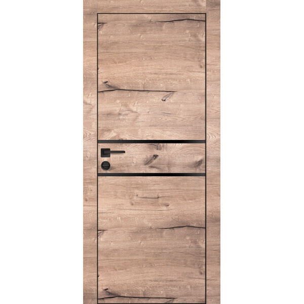 Межкомнатная дверь Graf PX-18 черная кромка с 4-х ст. Черный мателак Дуб пацифик (2000 х 900)