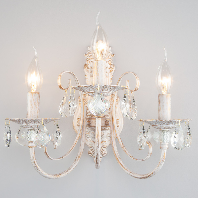 Бра Eurosvet 3305/3 белый с золотом/прозрачный хрусталь Strotsk