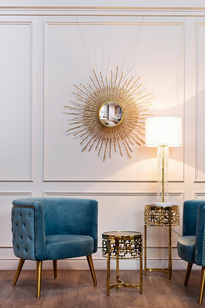 Кресло велюровое бирюзовое на металлических ножках Garda Decor 48MY-2533 TUR GLD