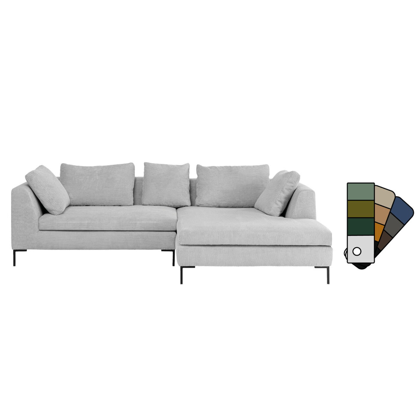 Диван правосторонний угловой Gianni Velvet Grey Right Black KARE 29962