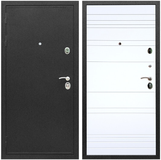 Дверь входная Graf Престиж Черный шелк / МДФ 6 мм ФЛ Дуб кантри белый горизонт