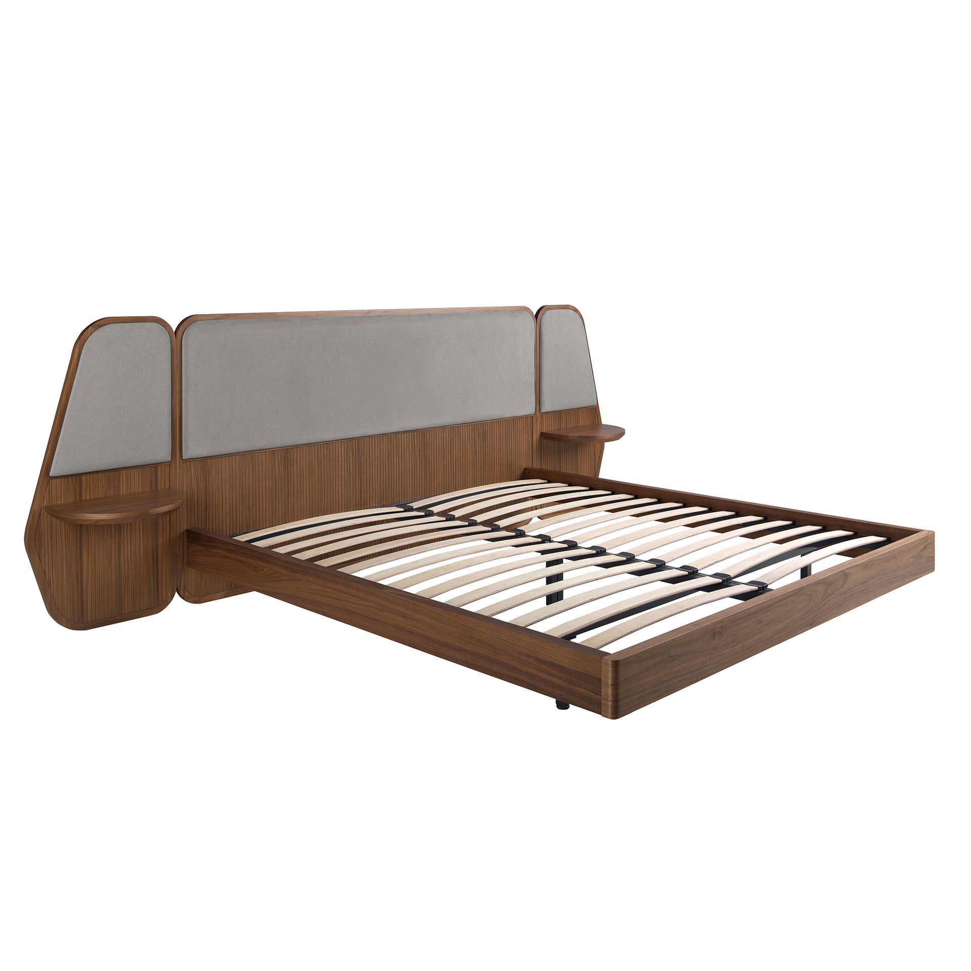 Кровать 7175 из ореха и серой ткани для матраса 180x200 см Angel Cerda