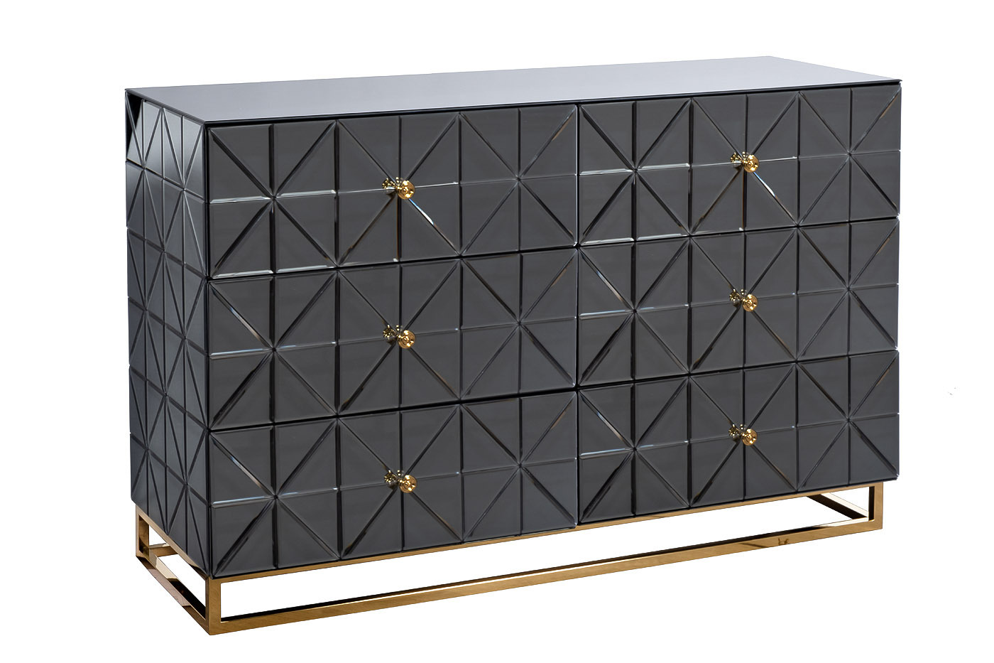 Комод с ящиками и матовой зеркальной отделкой Garda Decor KFG126