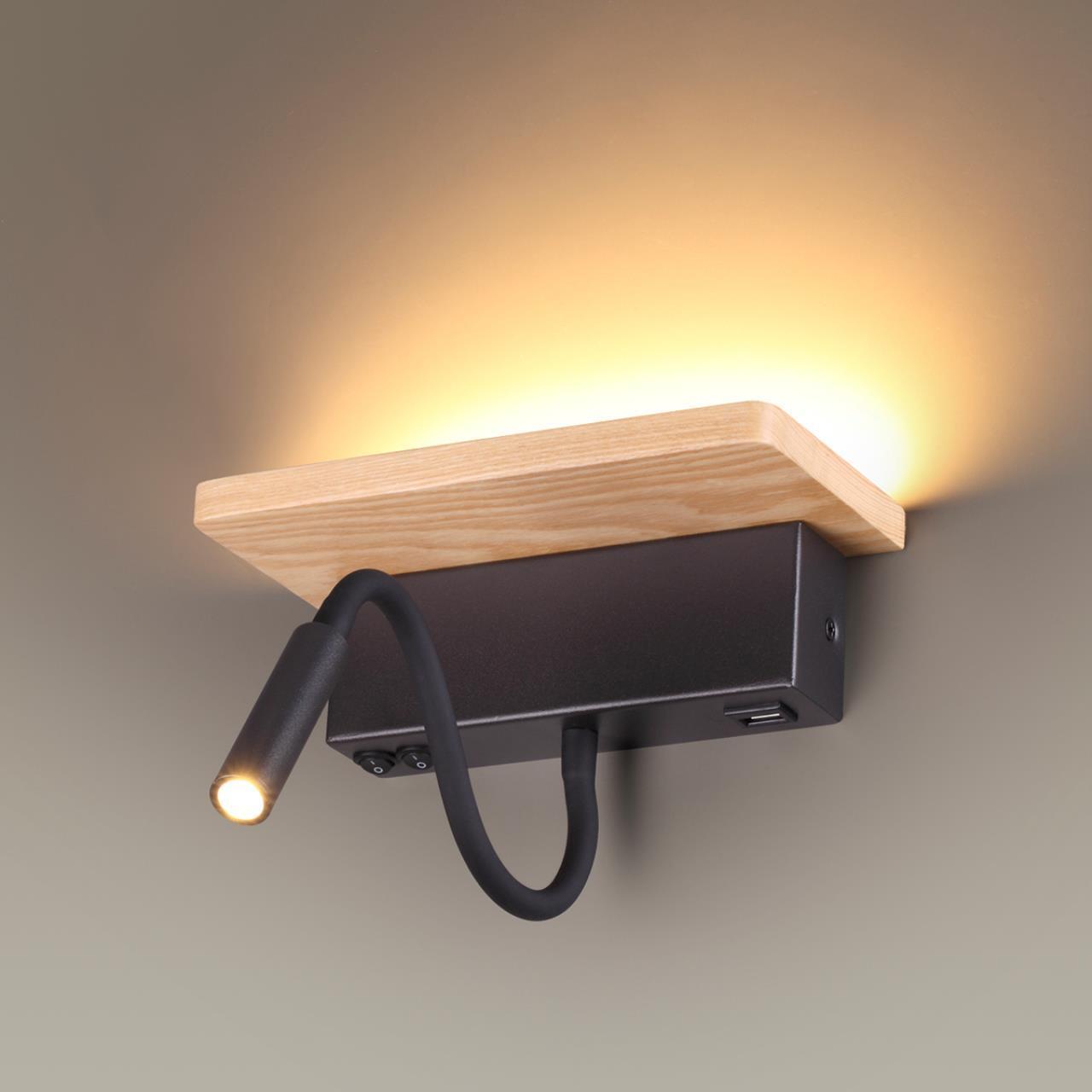 Настенный светильник-полка с подсветкой/USB Odeon Light 3868/8WL