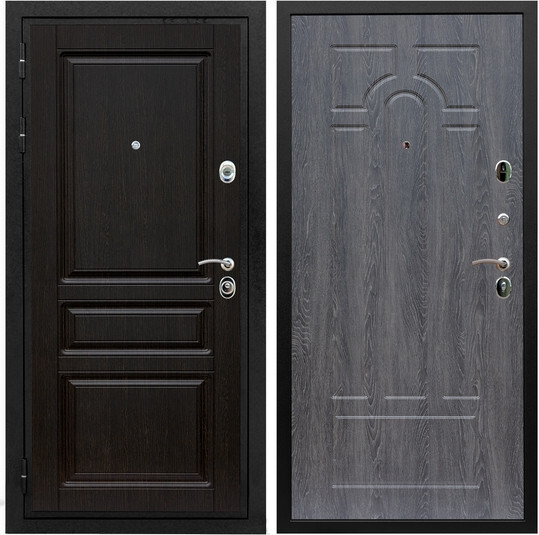 Дверь входная Graf Премиум-Н МДФ 16 мм ФЛ-243 Венге / МДФ 6 мм ФЛ-58 Дуб Филадельфия графит
