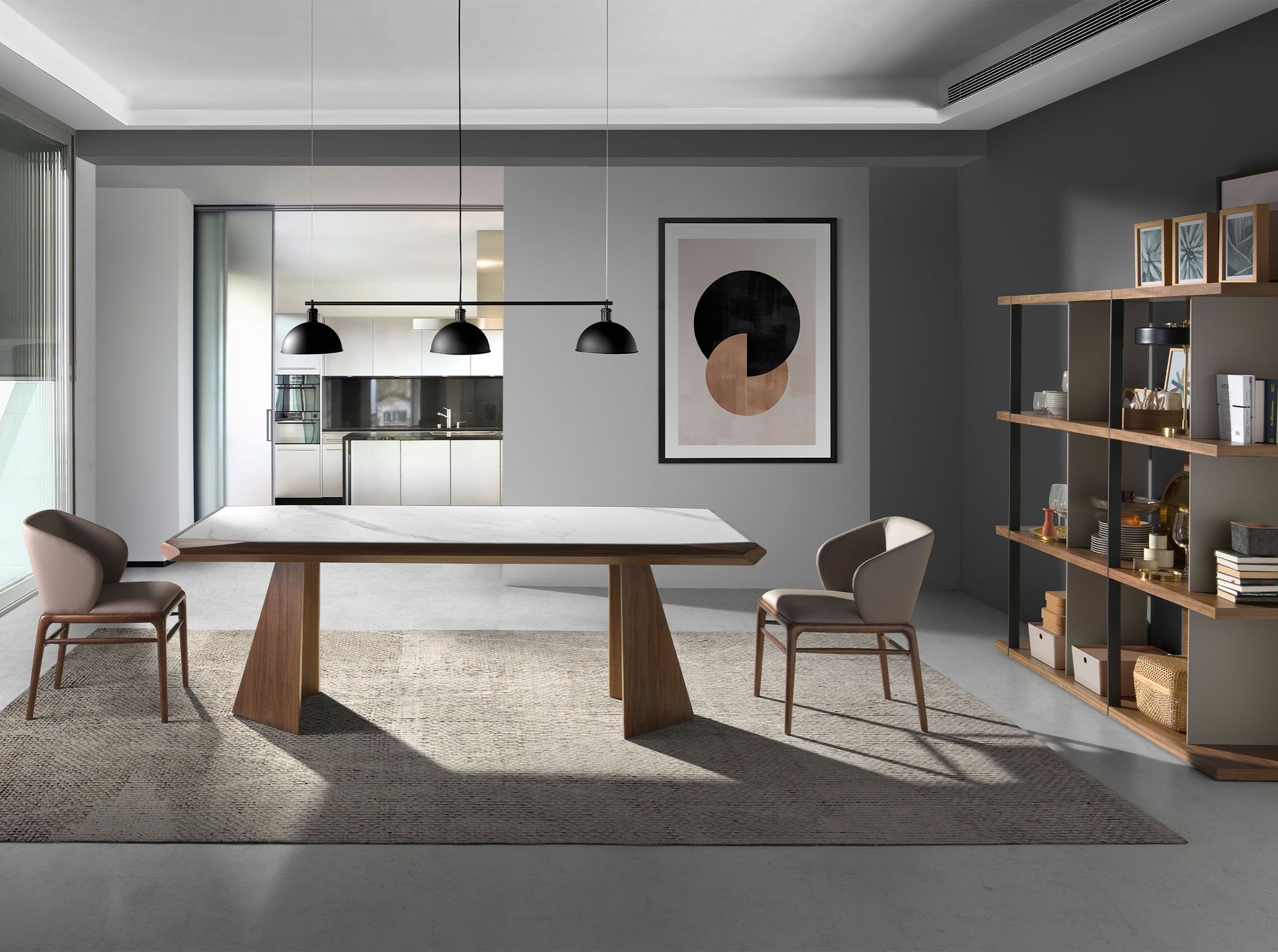 Обеденный стол 1106/MI2207T из керамики и орехового дерева Angel Cerda