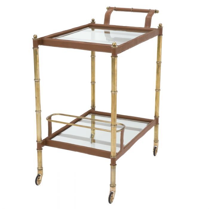 Тележка Eichholtz Princess vintage brass finish tan leather 115187 Тележка Eichholtz Princess vintage brass finish tan leather 115187