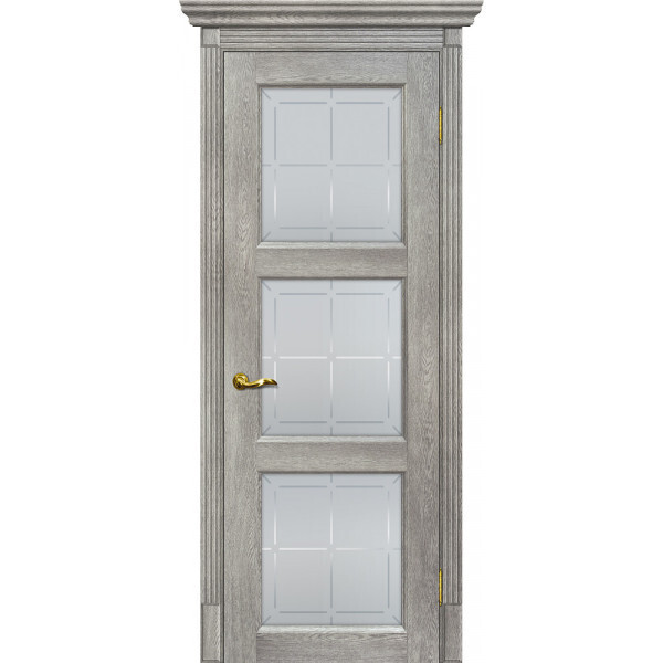 Межкомнатная дверь Graf Тоскана-4 Сатинат с художественным рисунком решетка Чиаро гриджио (2000 х 800)