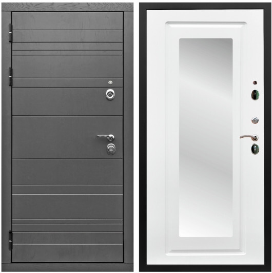 Дверь входная Graf Роял Вуд МДФ 10 мм Роял Вуд графит / МДФ 16 мм ФЛЗ-120 Ясень белый