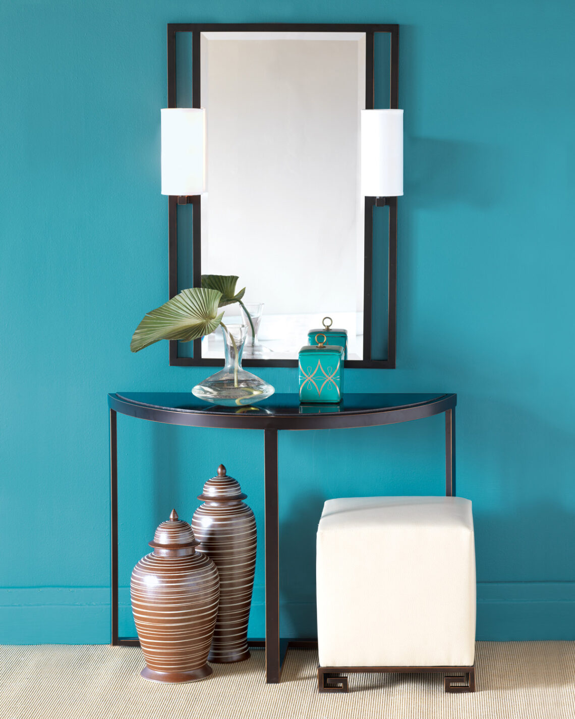 Черное зеркало с бра Дуглас Louvre Home LHDWM301223RJ