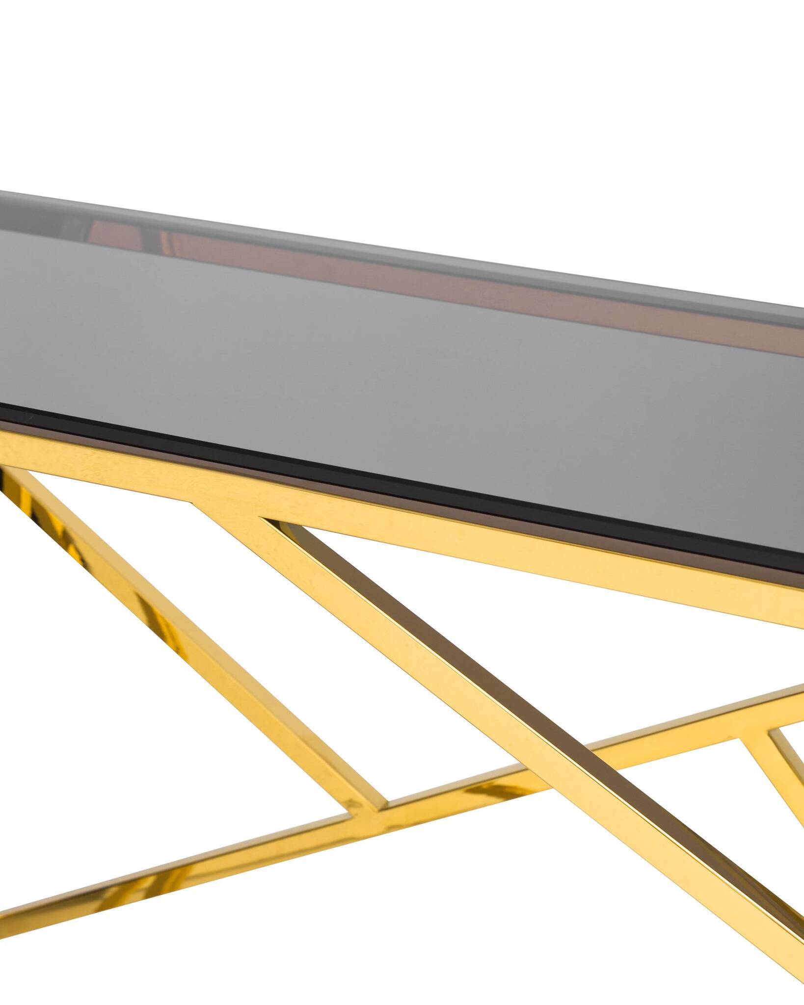 Консоль АРТ ДЕКО 115*30 золото стекло smoke Stool Group