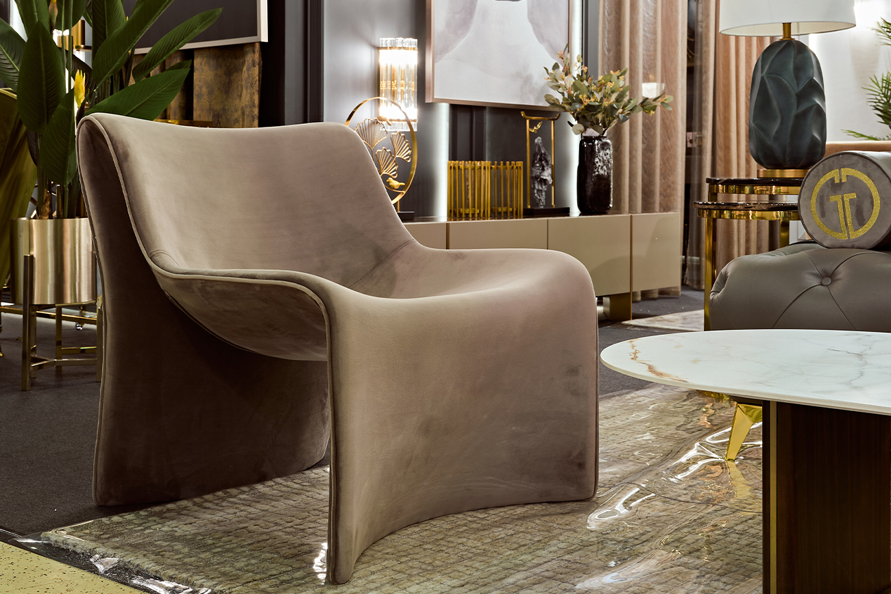 Кресло велюровое Duna светло-коричневое Garda Decor ZW-KRES-092 KOR