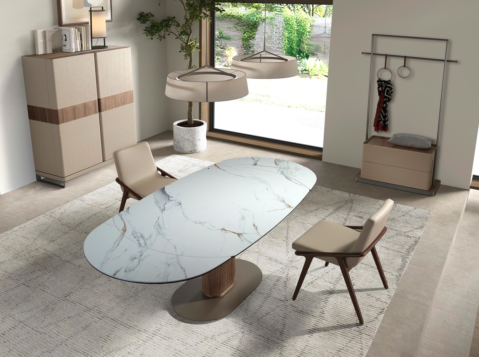 Вешалка для одежды 3282 из кожи, ореха и нержавеющей стали Angel Cerda