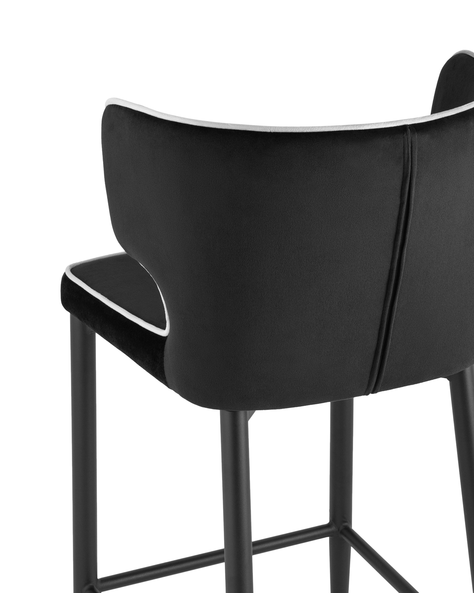 Стул полубарный Матео с кантом велюр черный Stool Group