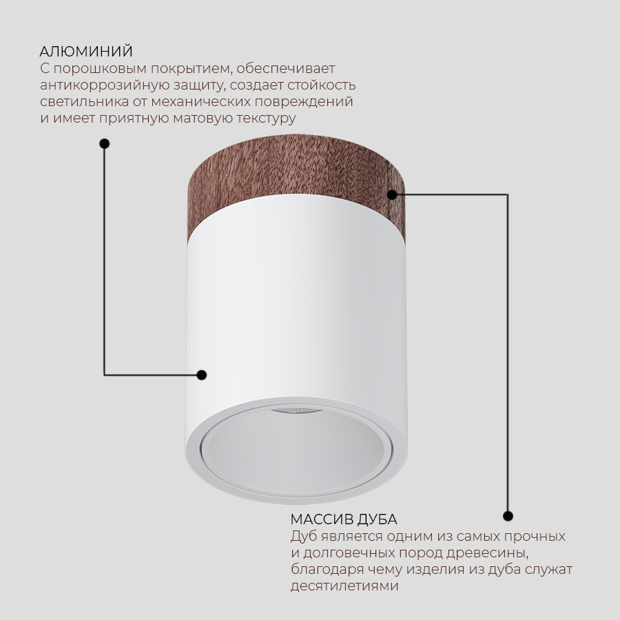 Накладной светодиодный светильник Ledron RINBOK 130 Wooden White