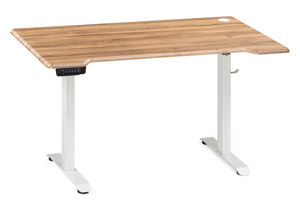 Стол Woodville Маркос с механизмом подъема 140х80х75 дуб вотан / белый 536639