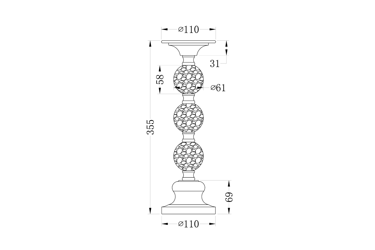 Подсвечник металлический со стеклом Garda Decor 22-86642L