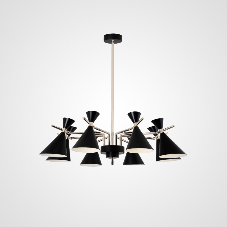 Люстра на штанге FRANKA D100 8 lamps Black by ImperiumLoft