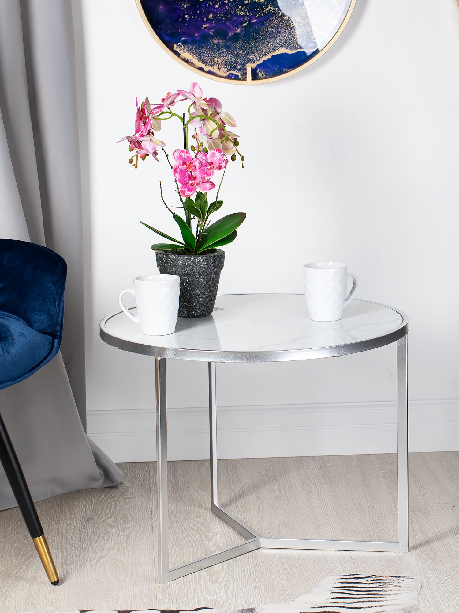 Столик кофейный с белым мрамором Glasar 54-258