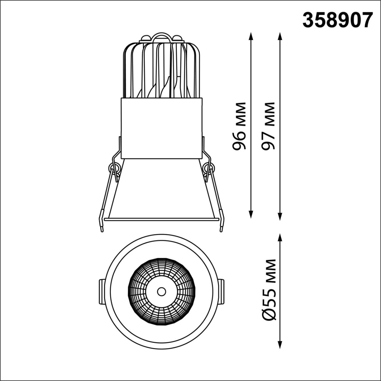 Встраиваемый светодиодный светильник с переключателем цветовой температуры Novotech 358907