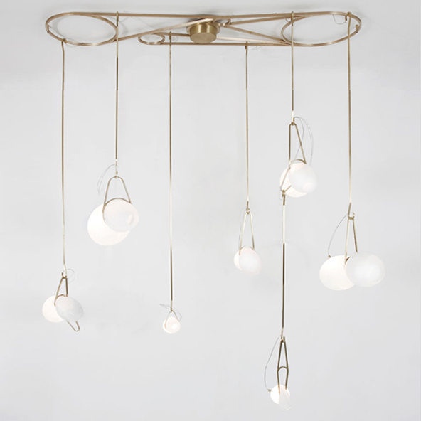 Люстра в стиле постмодерн цвета латуни с изогнутым стеклом clamp 7 by ImperiumLoft