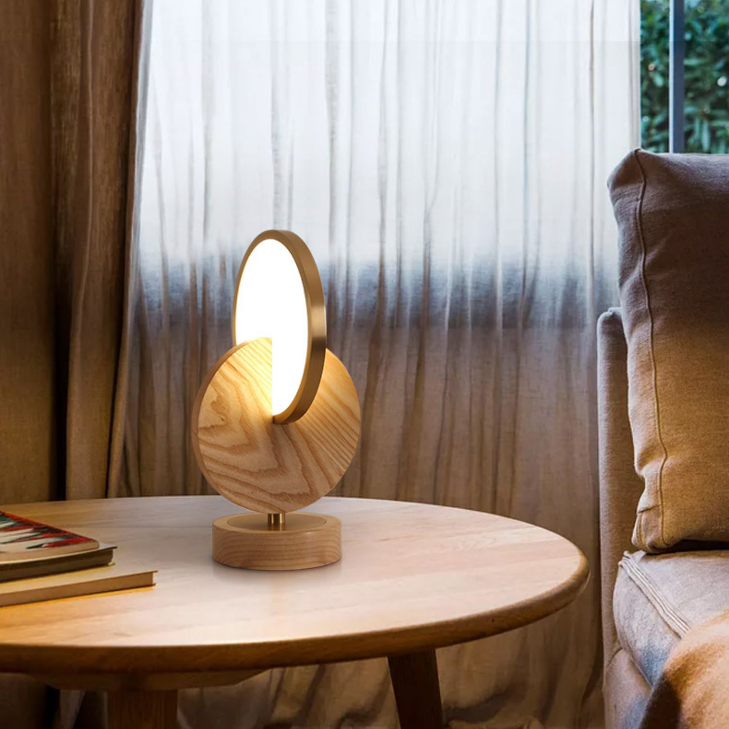Настольная лампа GLATT WOOD TAB Light brown by ImperiumLoft