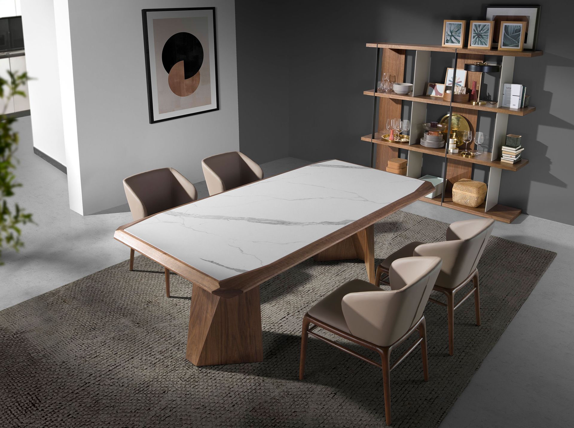 Обеденный стол 1106/MI2207T из керамики и орехового дерева Angel Cerda