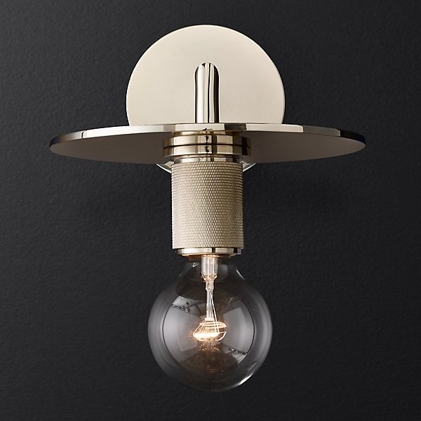Бра Rh Utilitaire Knurled Disk Shade Sconce Silver By Imperiumloft