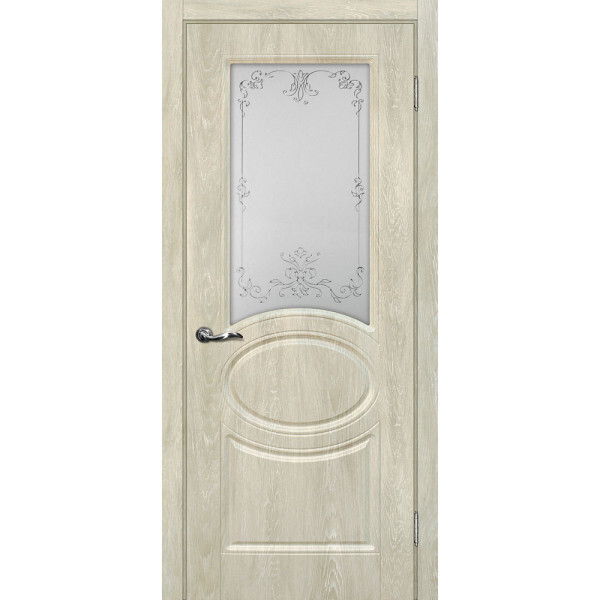 Межкомнатная дверь Graf Сиена-1 Сатинат, контурный полимер серебро Дуб седой (2000 х 900)