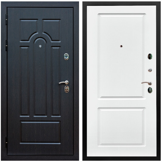 Дверь входная Graf Эврика МДФ 10 мм ФЛ-58 Венге / МДФ 16 мм ФЛ-117 Белый матовый