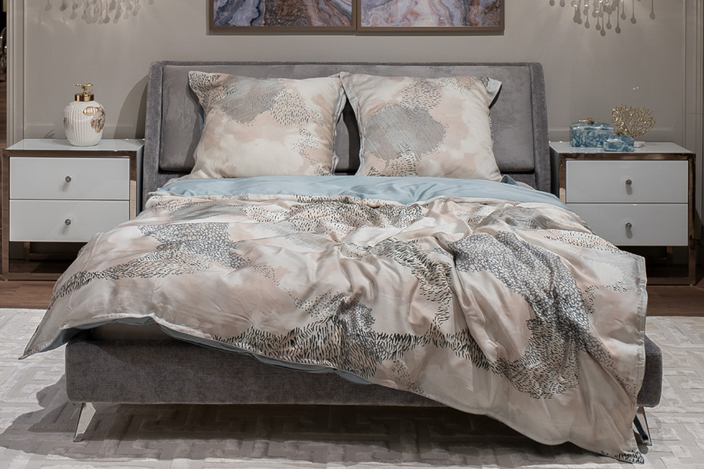 Комплект из 2х наволочек Нувола 50х70см бирюзовый с принтом Garda Decor 144HF-70608