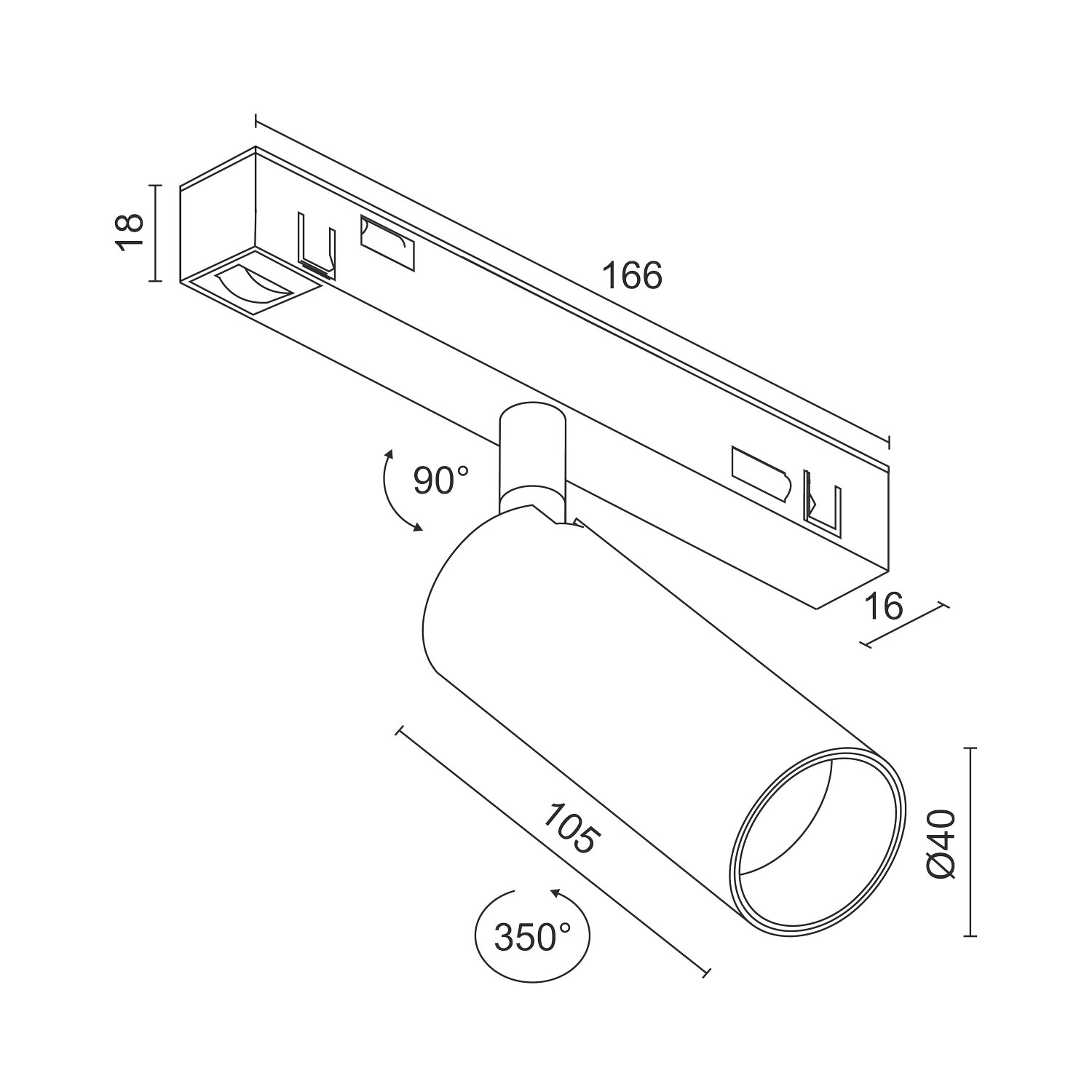 Светодиодный светильник для магнитной системы Ledron Sagi S40 DALI White 3000K