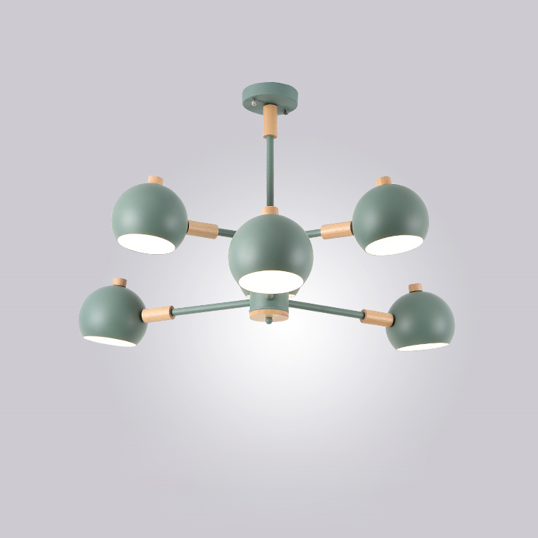Люстра на штанге SVEN 6 lamps Green by ImperiumLoft