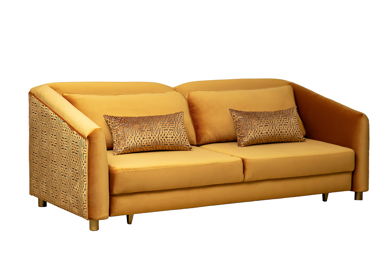 Диван Trevi трехместный раскладной оранжевый с кантом Garda Decor TREVI-230M-3К-Velv ORANG+Lattice ORANG