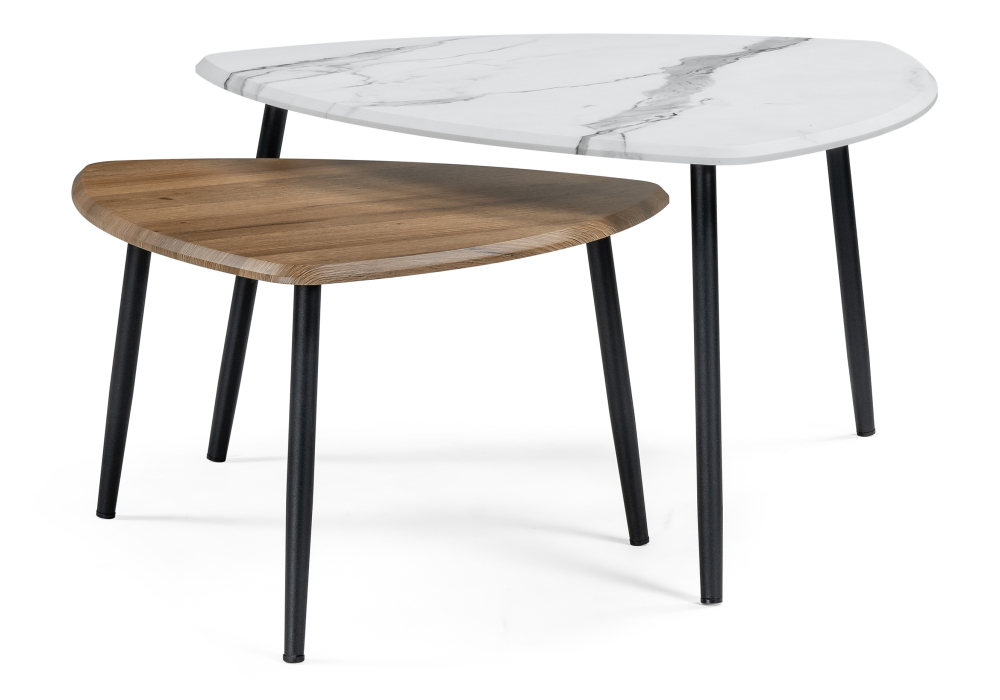 Журнальный стол Woodville Лойс мрамор белый / дуб вотан 516570