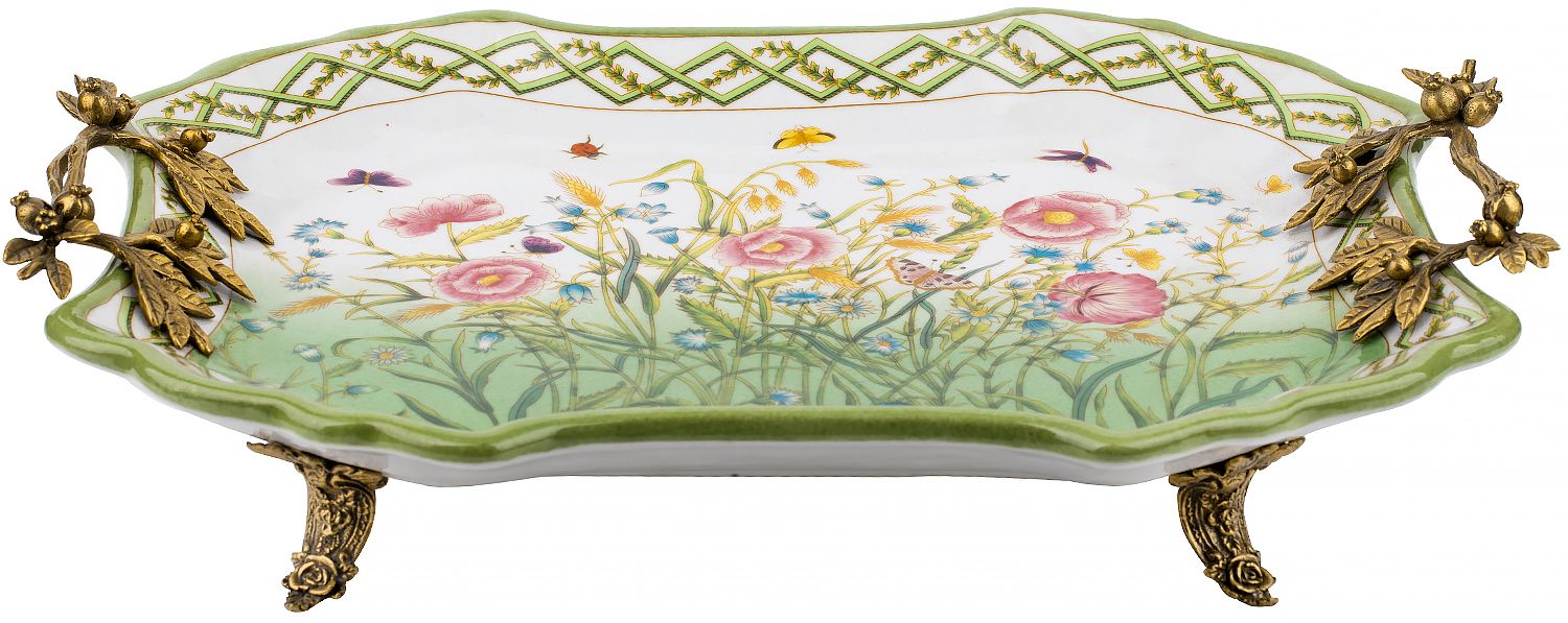 Блюдо на ножках с ручками Glasar C227EC/H0711