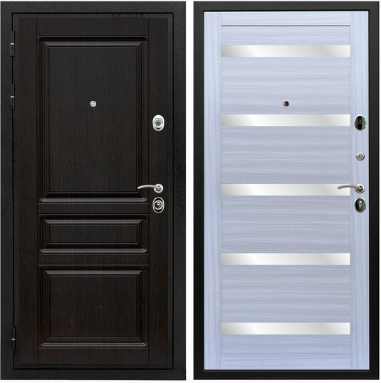 Дверь входная Graf Премиум-Н МДФ 16 мм ФЛ-243 Венге / МДФ 16 мм СБ-14 Сандал белый стекло белое