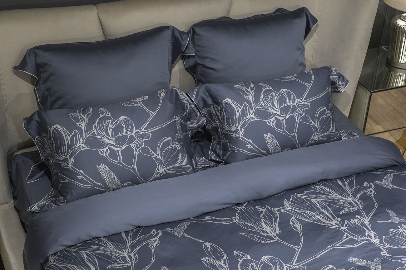 Пододеяльник Магнолия с принтом синий Garda Decor 144HF-10413