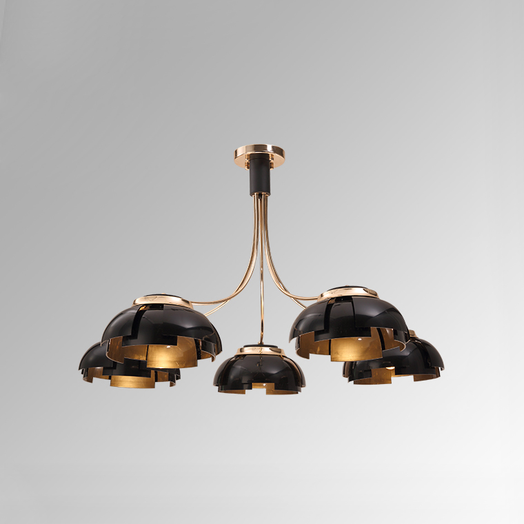 Люстра на штанге GRADE D105 5 lamps Gold/Black by ImperiumLoft